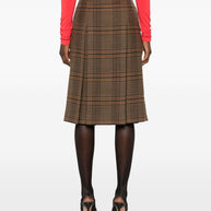Saint Laurent Plaid Wool-cashmere Blend Skirt - Beige