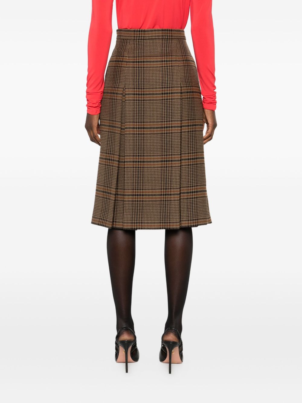 Saint Laurent Plaid Wool-cashmere Blend Skirt - Beige