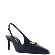 Dolce & Gabbana Leather Slingbacks -  Black