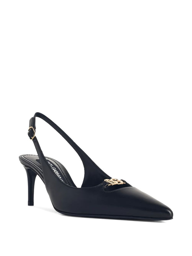 Dolce & Gabbana Leather Slingbacks -  Black