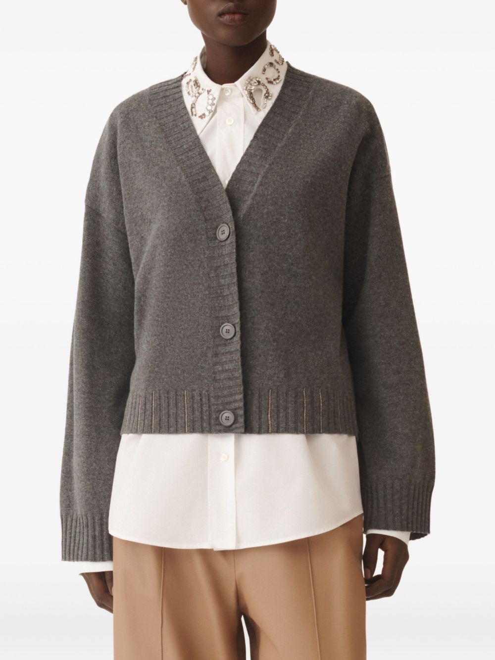 Fabiana Filippi Wool Blend Cardigan - Grey