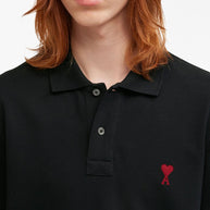 Ami Paris Ami De Coeur Cotton Polo Shirt Black