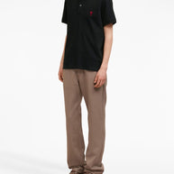 Ami Paris Ami De Coeur Cotton Polo Shirt Black