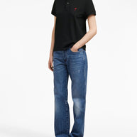 Ami Paris Ami De Coeur Cotton Polo Shirt Black