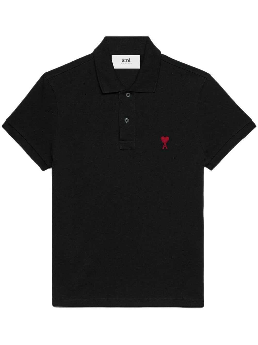 Ami Paris Ami De Coeur Cotton Polo Shirt Black