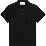 Ami Paris Ami De Coeur Cotton Polo Shirt Black