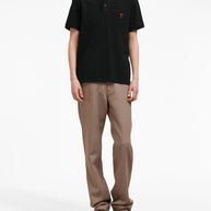 Ami Paris Ami De Coeur Cotton Polo Shirt Black