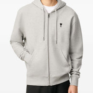 Ami Paris Ami De Coeur Cotton Hoodie - Light Grey