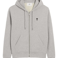 Ami Paris Ami De Coeur Cotton Hoodie - Light Grey