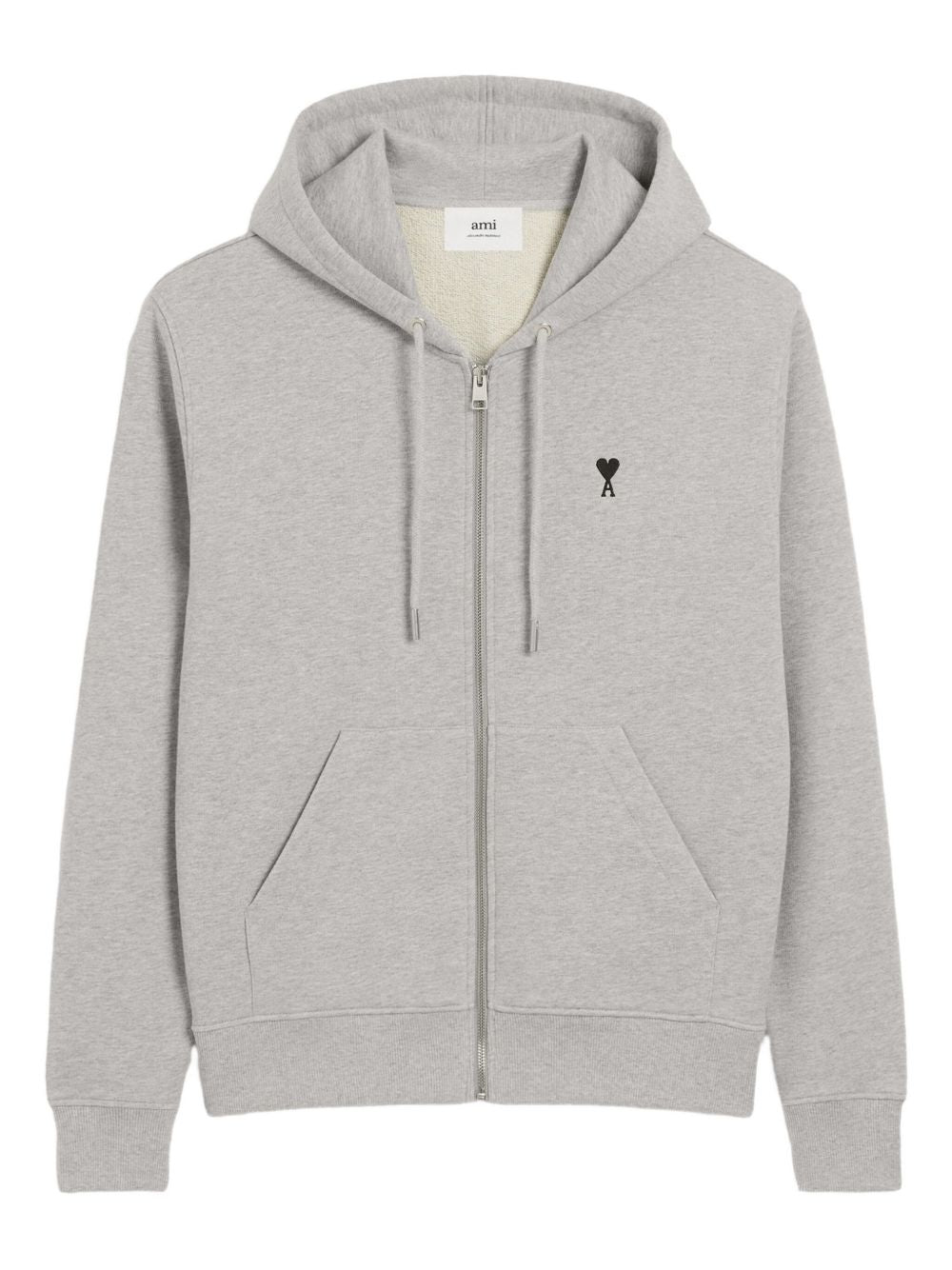 Ami Paris Ami De Coeur Cotton Hoodie - Light Grey
