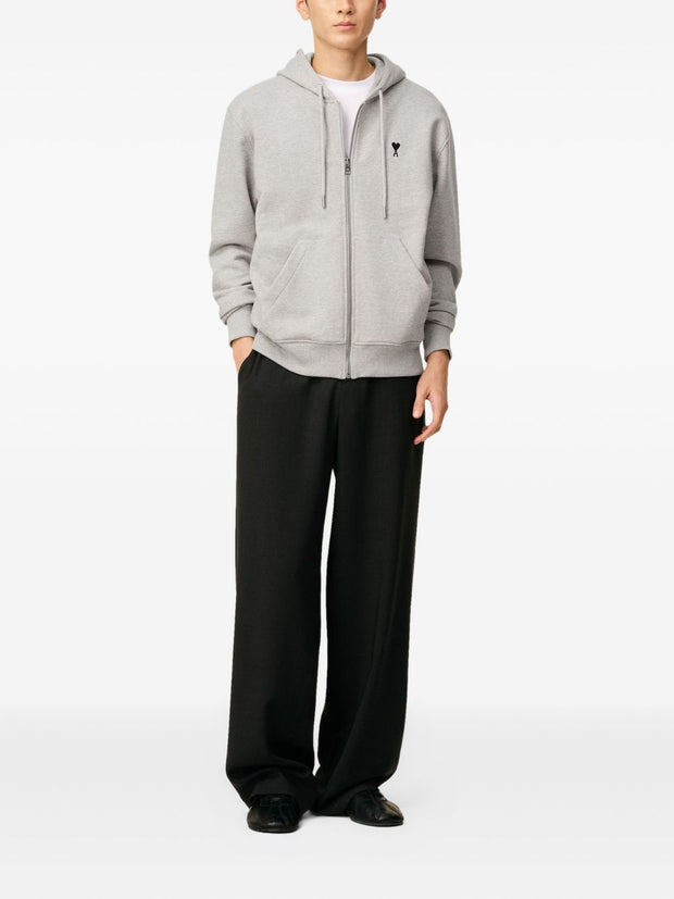 Ami Paris Ami De Coeur Cotton Hoodie - Light Grey