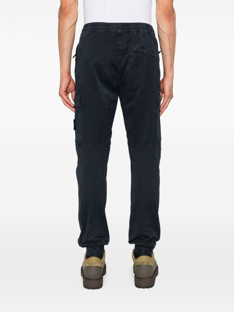 Stone Island Logo Cotton Cargo Trousers - Blue