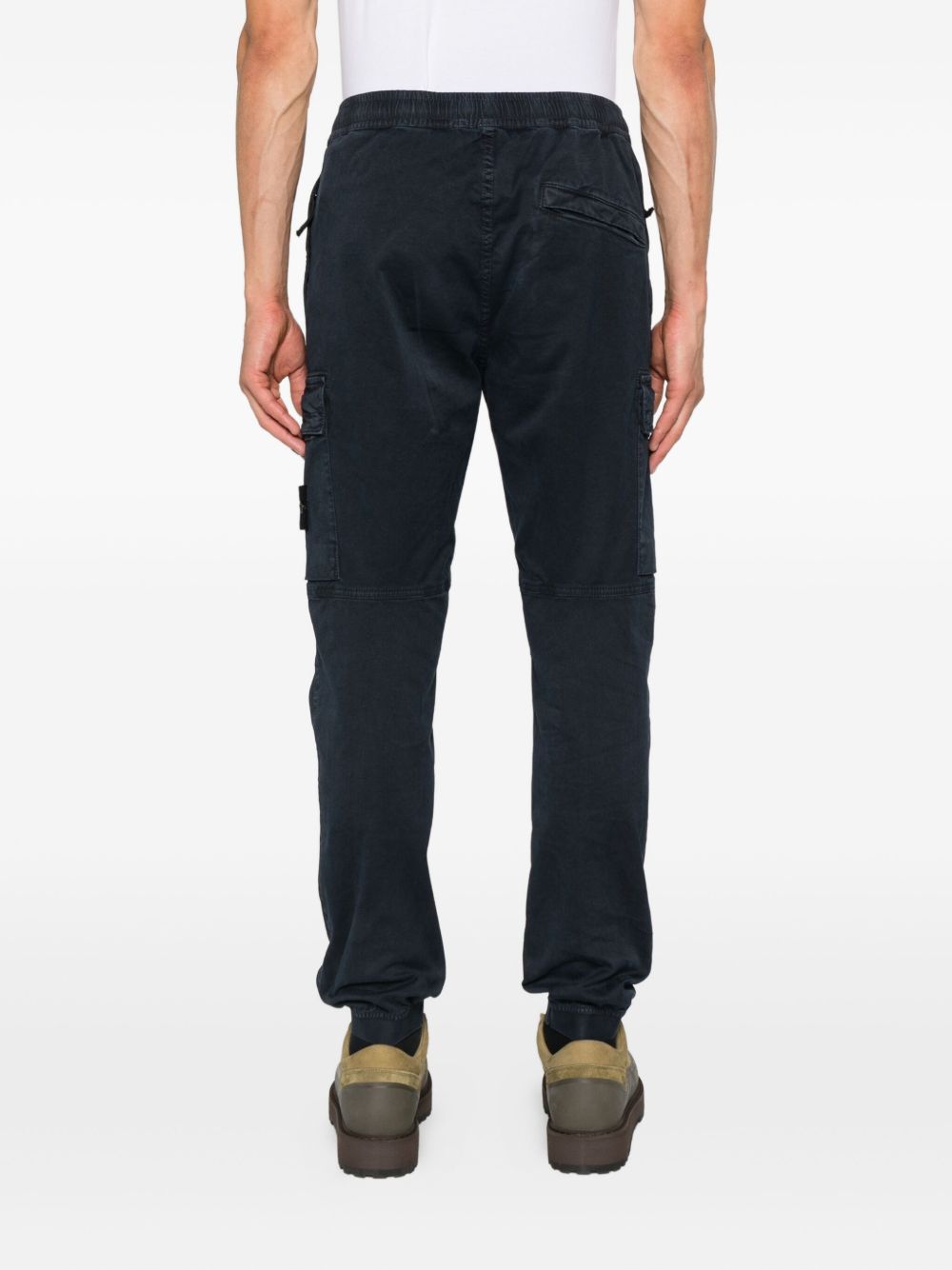 Stone Island Logo Cotton Cargo Trousers - Blue