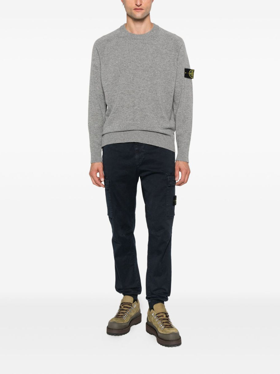 Stone Island Logo Cotton Cargo Trousers - Blue