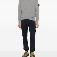 Stone Island Logo Cotton Cargo Trousers - Blue