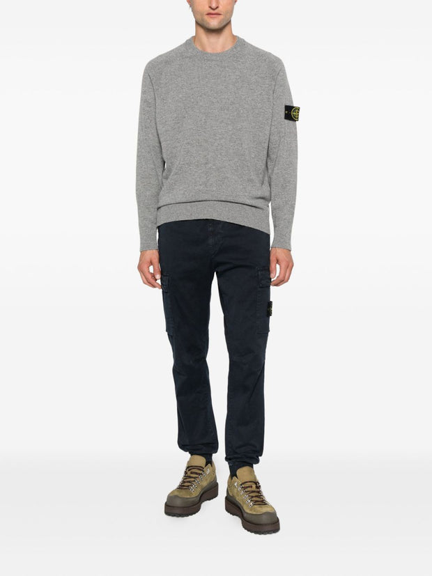 Stone Island Logo Cotton Cargo Trousers - Blue