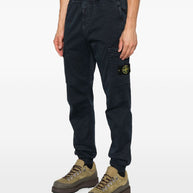 Stone Island Logo Cotton Cargo Trousers - Blue