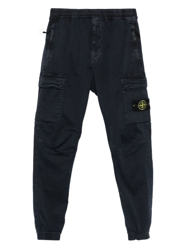 Stone Island Logo Cotton Cargo Trousers - Blue