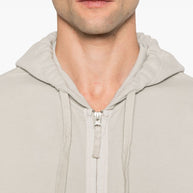 Stone Island Logo Cotton Zipped Hoodie - Light Grey