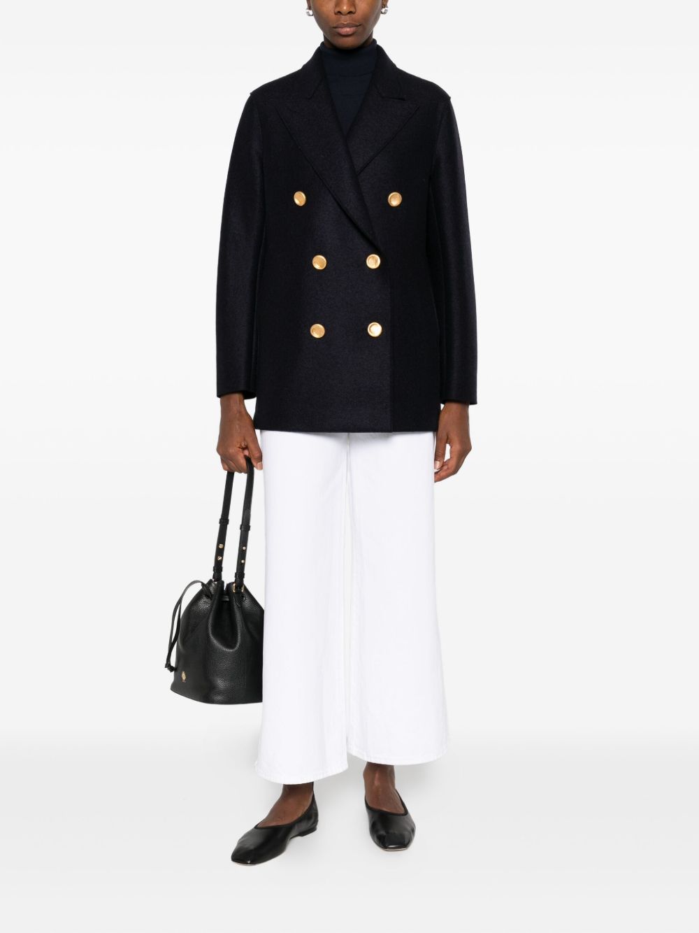 Harris Wharf London Wool Double-breasted Coat Blue