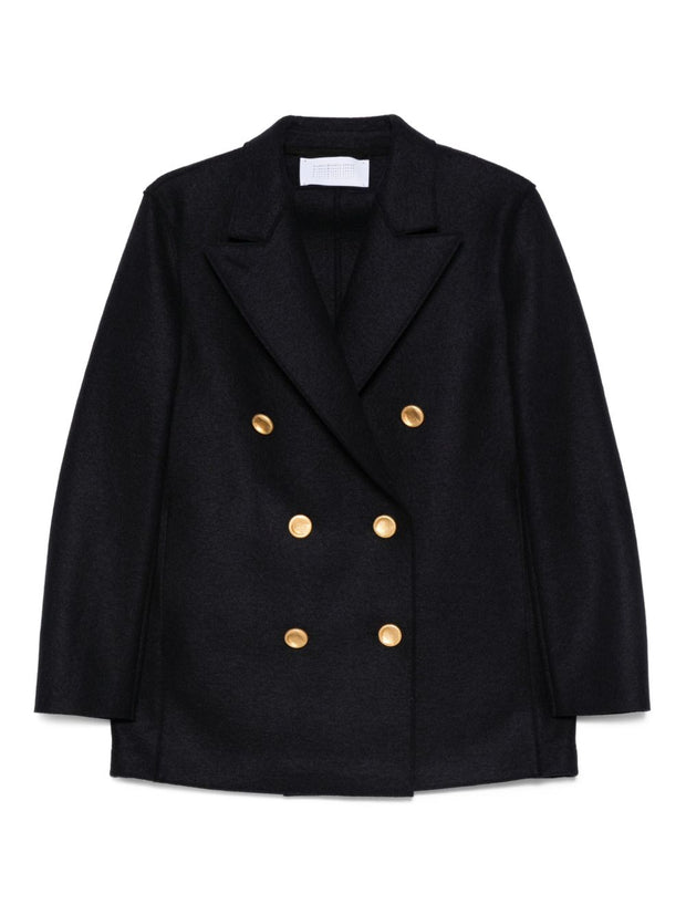Harris Wharf London Wool Double-breasted Coat Blue