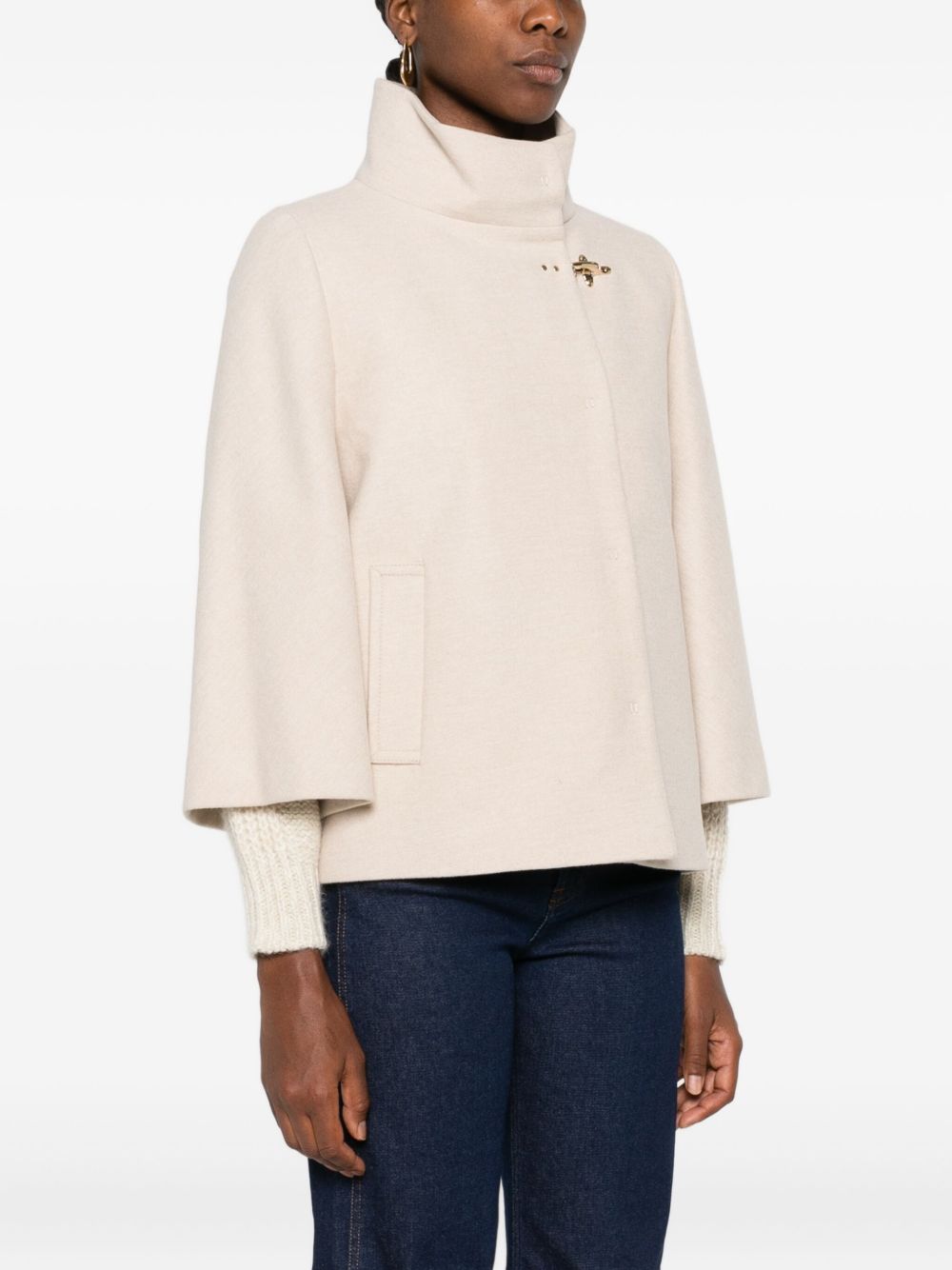 Fay Wool Cape Jacket - Ivory