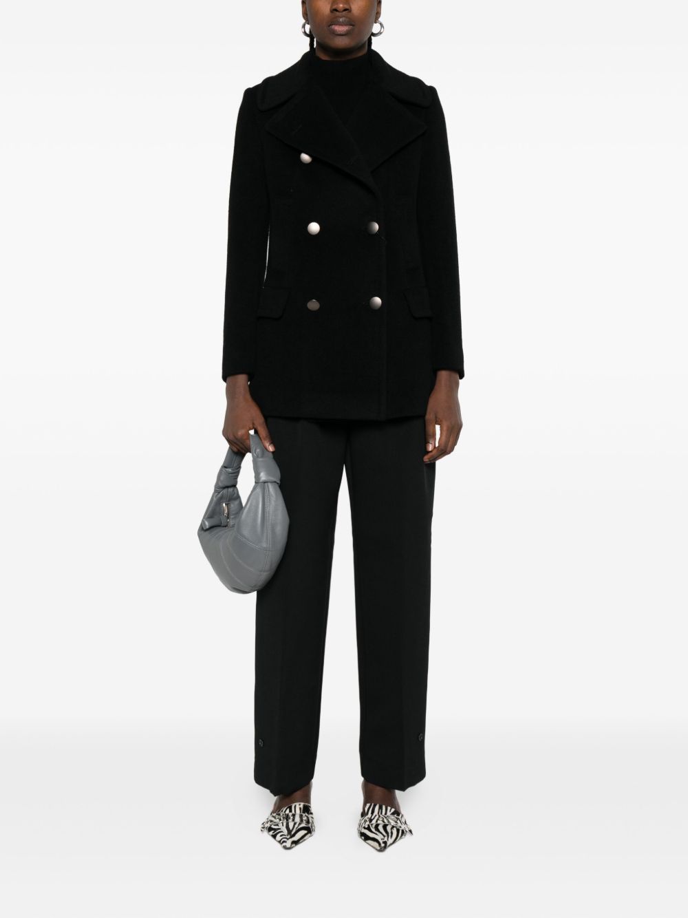Tagliatore Wool Double-breasted Coat Black