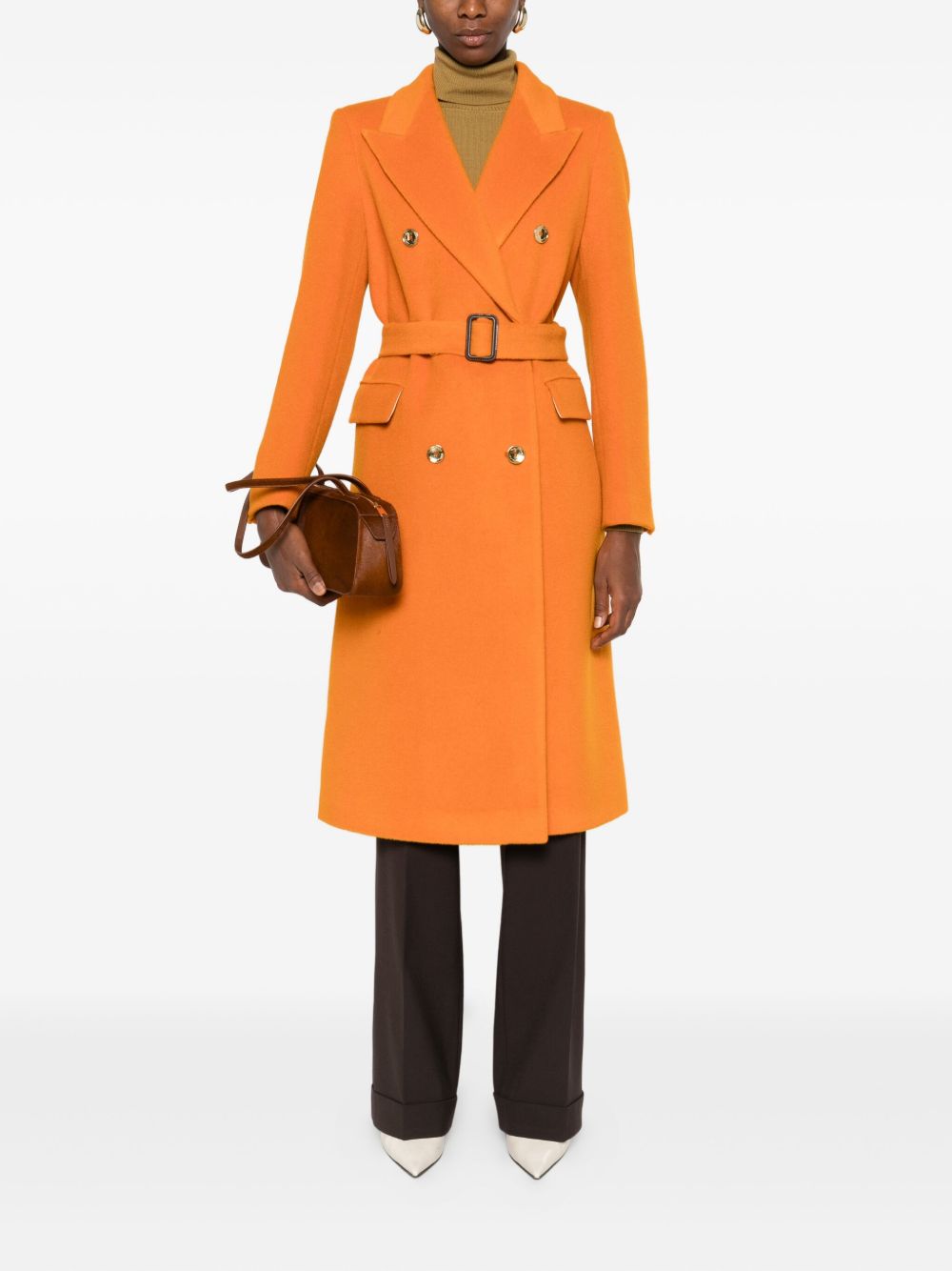 Tagliatore Wool Double-breasted Coat Orange