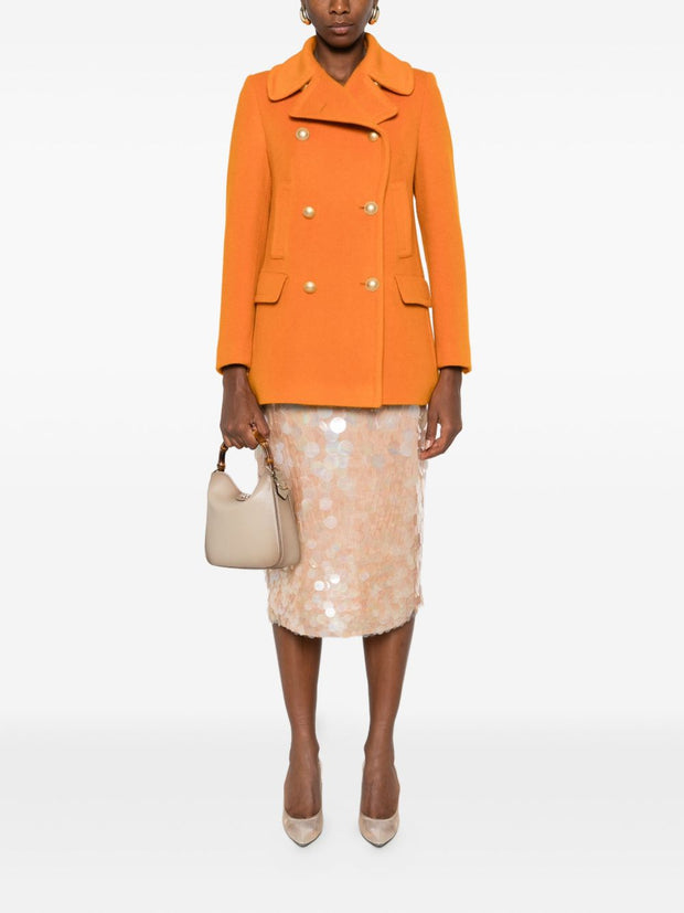 Tagliatore Wool Double-breasted Coat Orange
