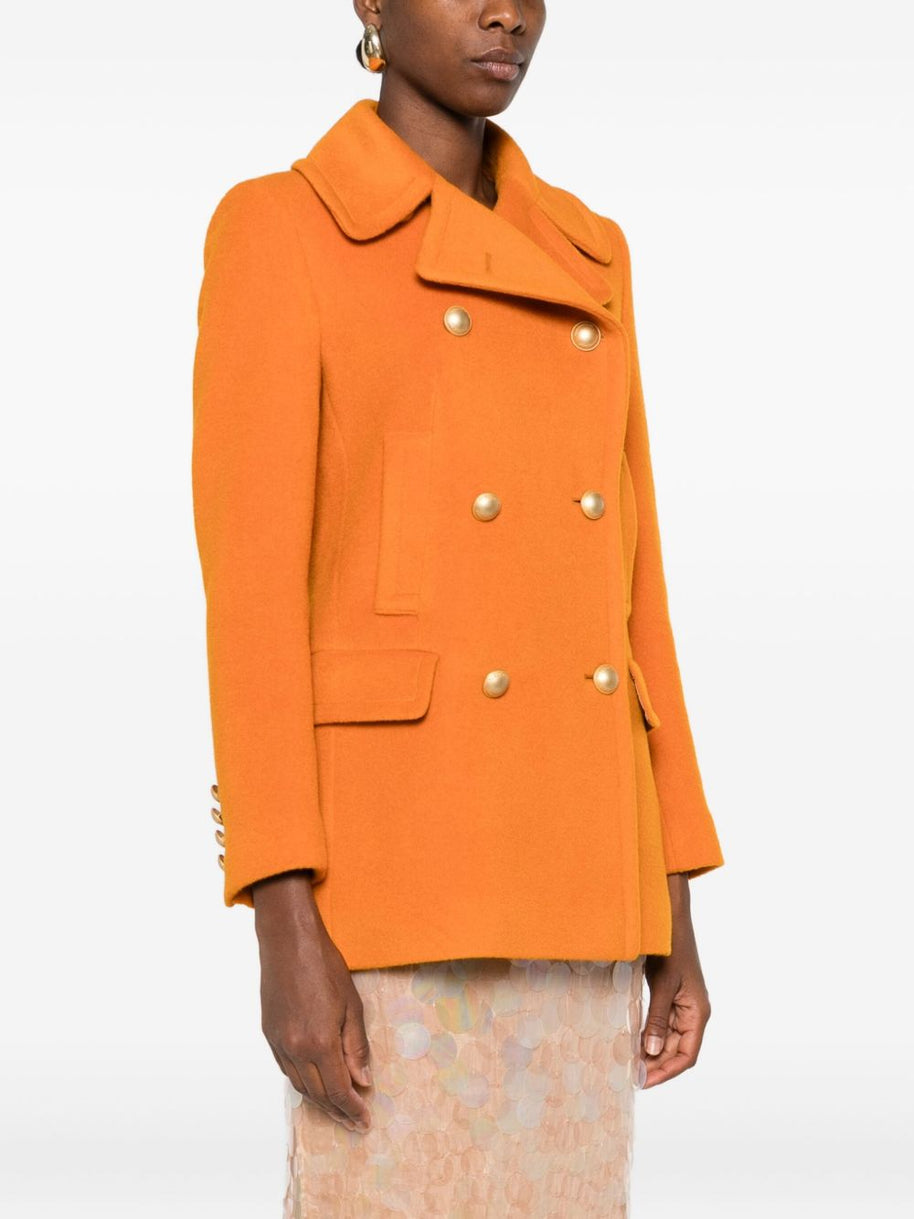 Tagliatore Wool Double-breasted Coat Orange