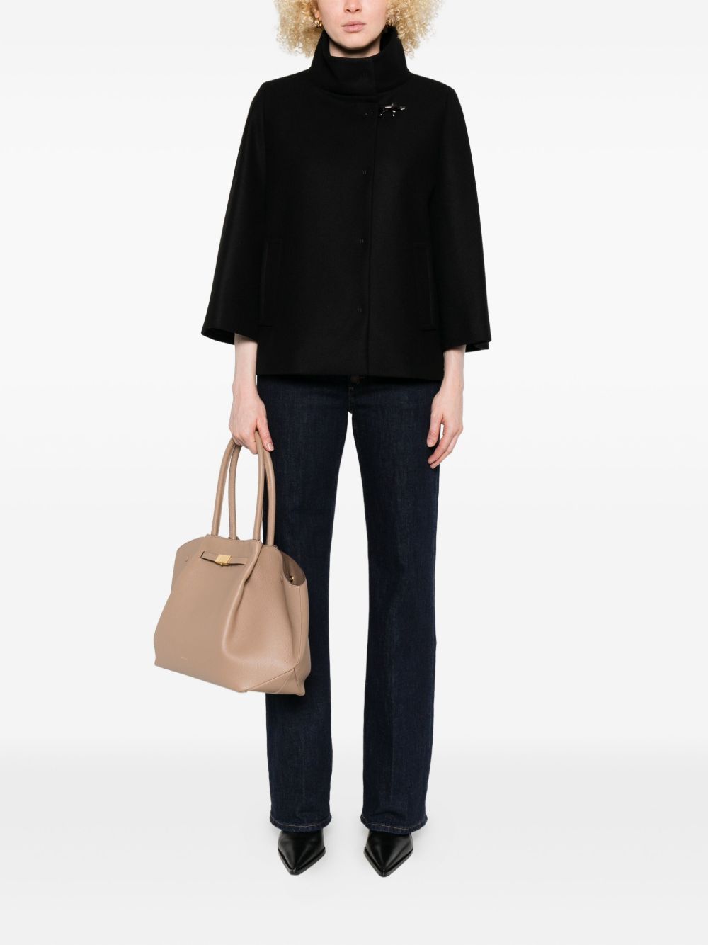 Fay Wool Cape Jacket - Black
