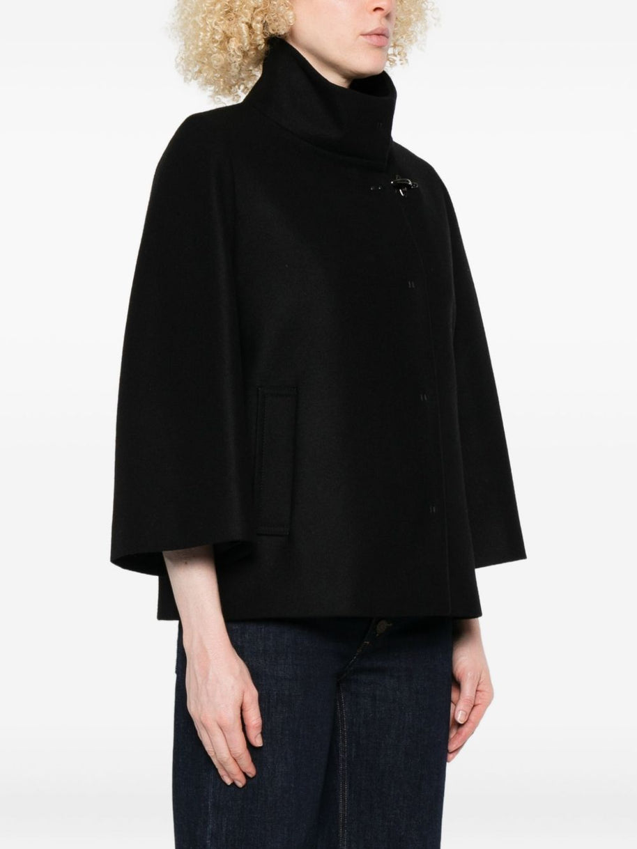 Fay Wool Cape Jacket - Black
