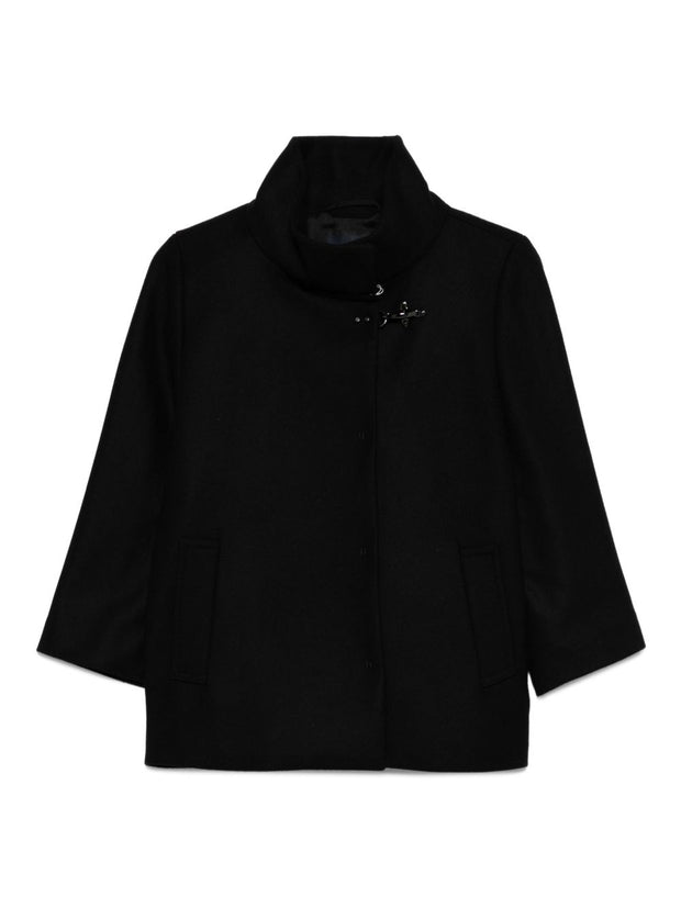 Fay Wool Cape Jacket - Black