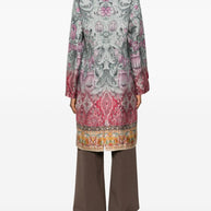 Pierre Louis Mascia Silk Printed Single-breasted Coat - MultiColour