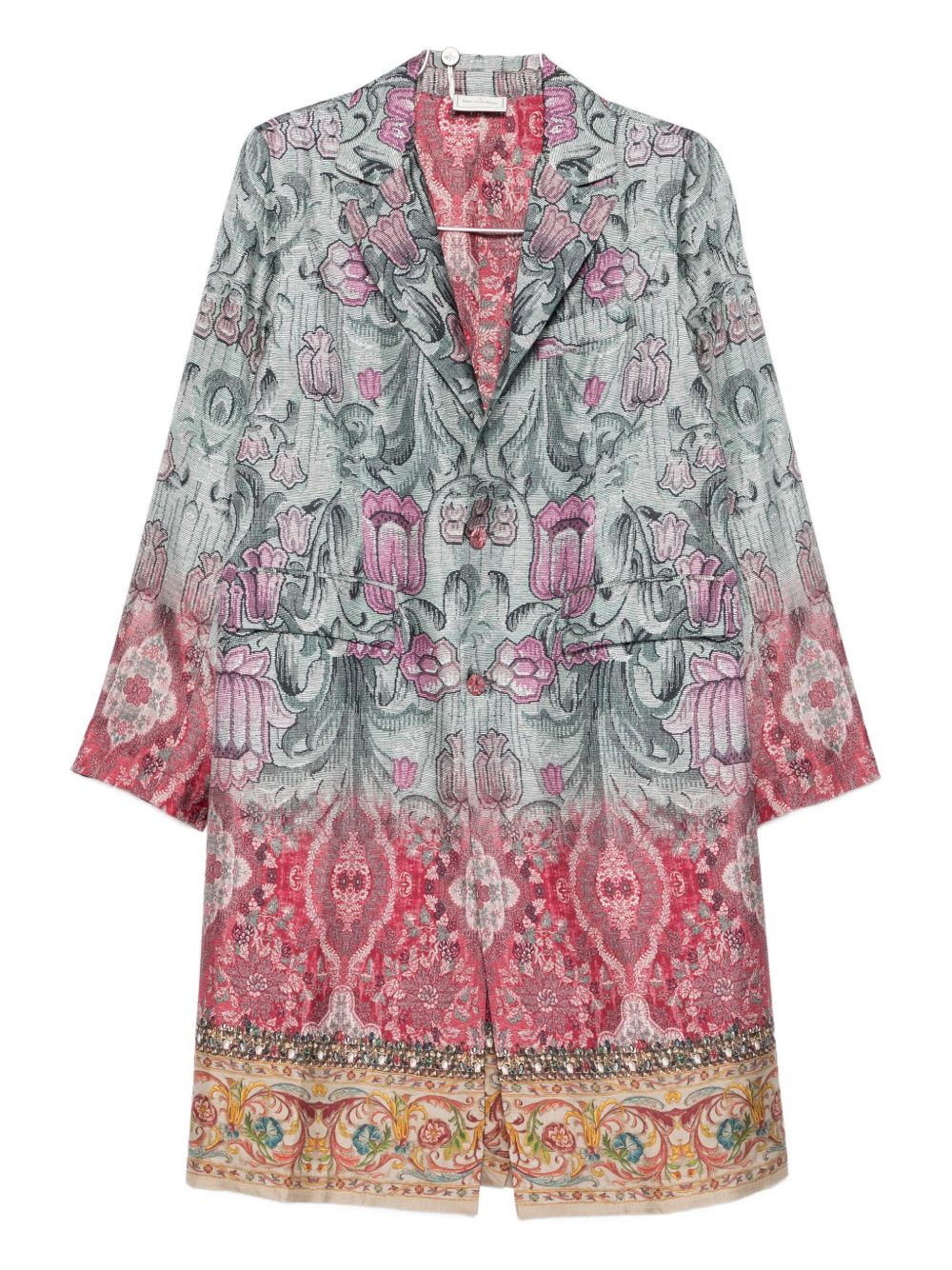 Pierre Louis Mascia Silk Printed Single-breasted Coat - MultiColour