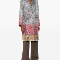 Pierre Louis Mascia Silk Printed Single-breasted Coat - MultiColour