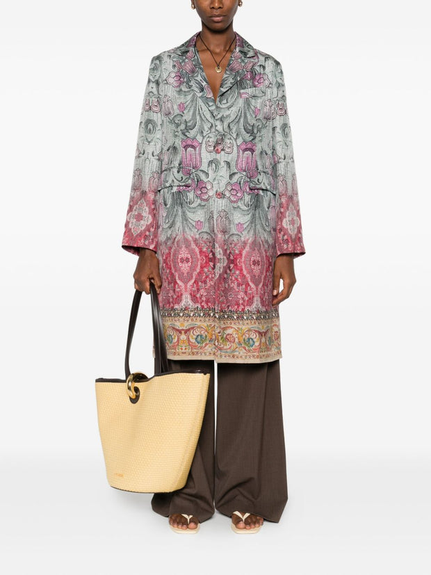 Pierre Louis Mascia Silk Printed Single-breasted Coat - MultiColour