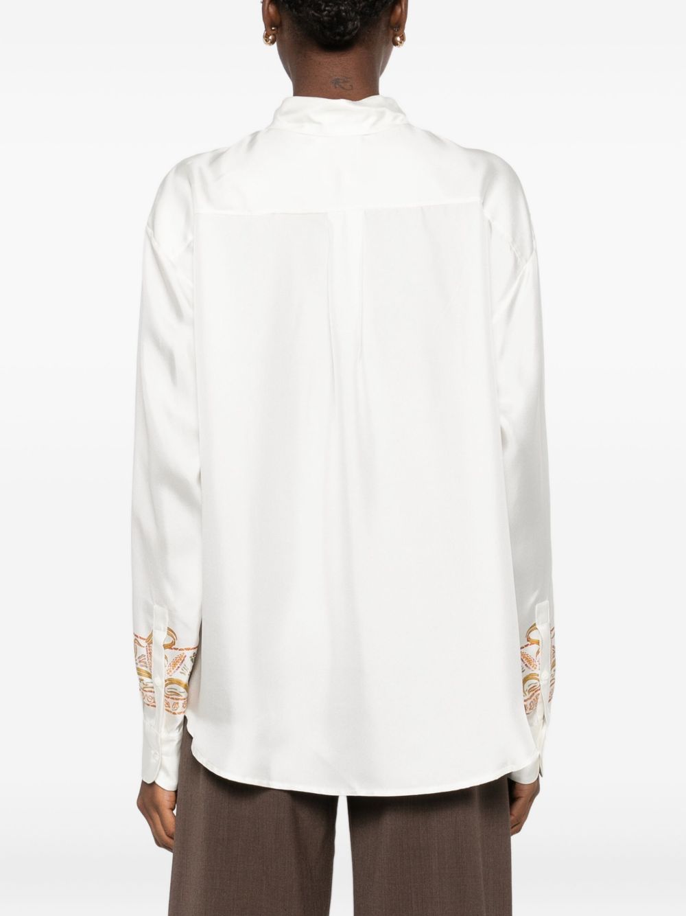 Pierre Louis Mascia Embroidered Silk Shirt - White