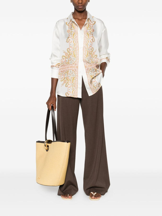 Pierre Louis Mascia Embroidered Silk Shirt - White