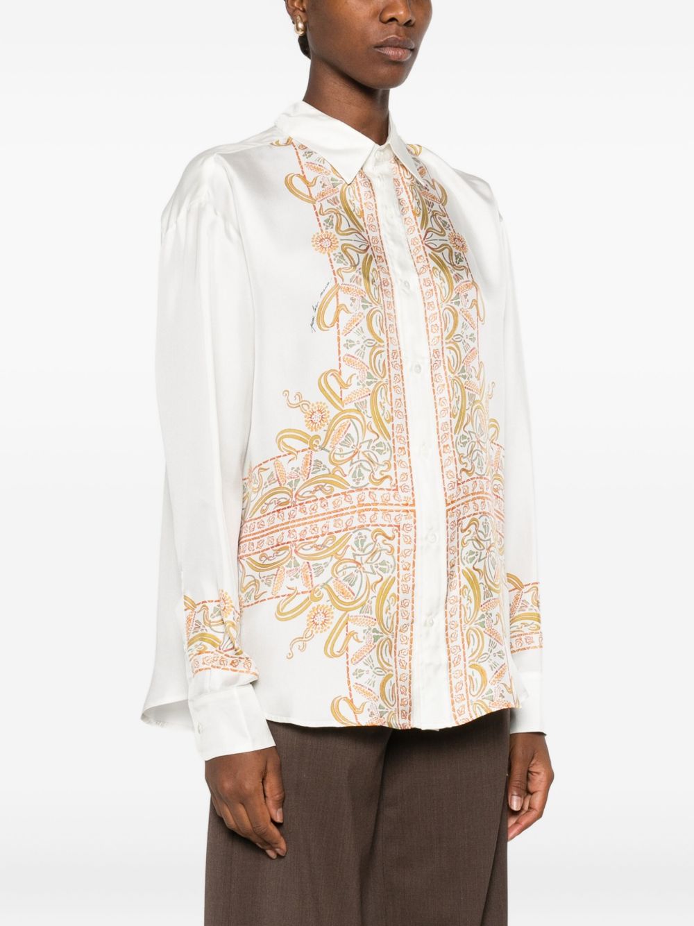 Pierre Louis Mascia Embroidered Silk Shirt - White