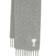 Ami Paris Ami De Coeur Wool Scarf  - Grey