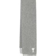Ami Paris Ami De Coeur Wool Scarf  - Grey
