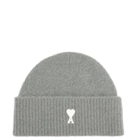 Ami Paris Grey Alpaca Striped Ami De Coeur Beanie