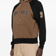 Ami Paris Cotton Colorblock Hoodie - Brown