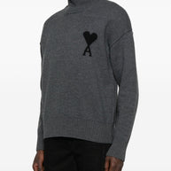 Ami Paris Ami De Coeur Wool Sweater - Grey