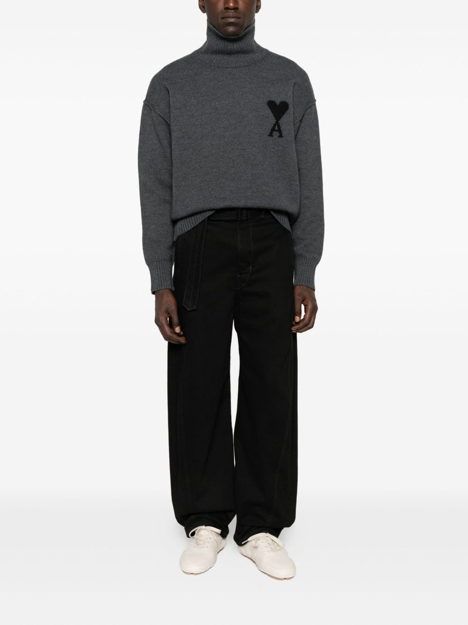 Ami Paris Ami De Coeur Wool Sweater - Grey
