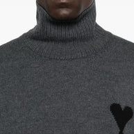 Ami Paris Ami De Coeur Wool Sweater - Grey