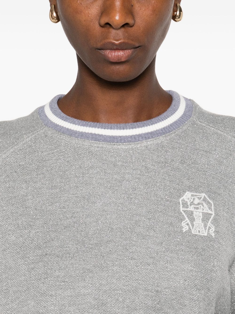 Brunello Cucinelli Logo Cotton Sweatshirt - Grey