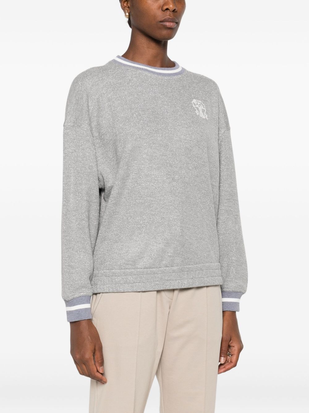 Brunello Cucinelli Logo Cotton Sweatshirt - Grey