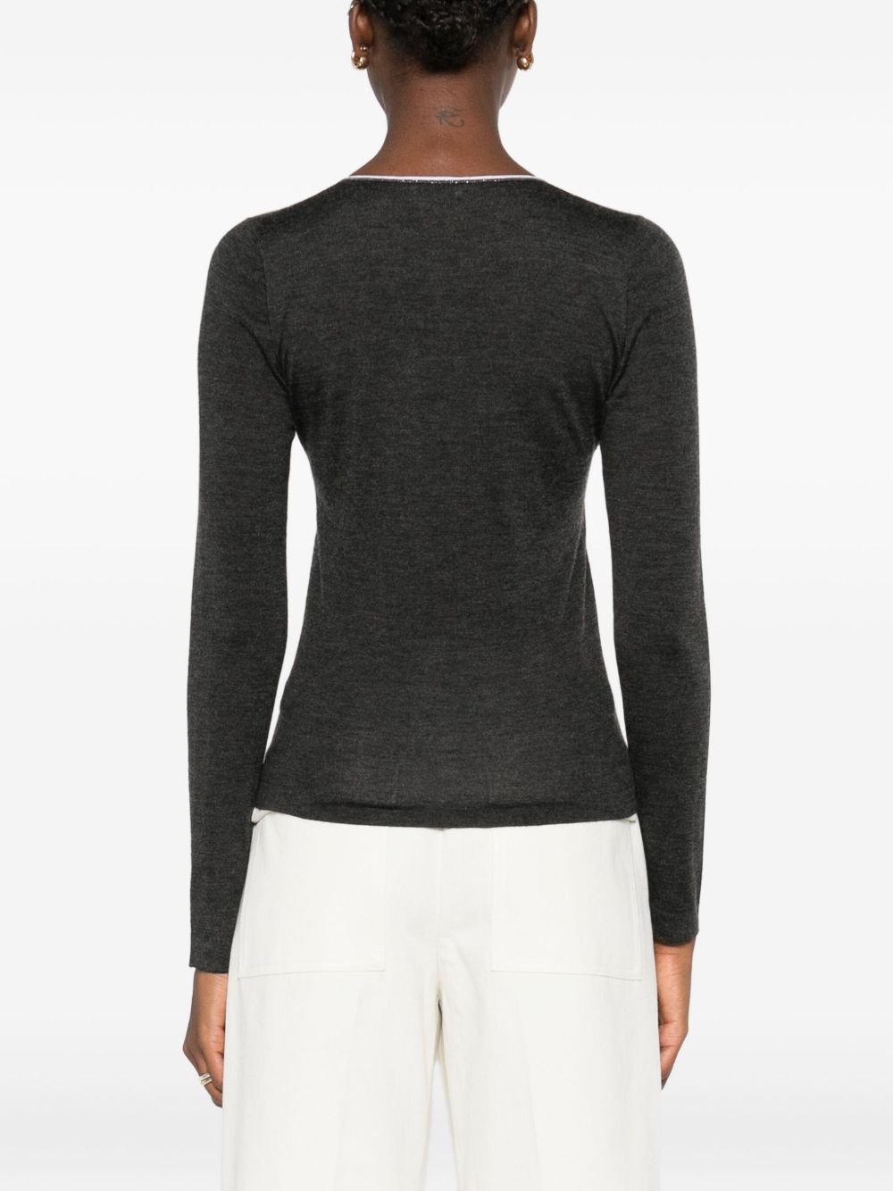 Brunello Cucinelli Cashmere And Silk V-necked Sweater - Grey